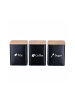 relaxdays 3 x Vorratsdosen in Schwarz/ Natur - (B)11 x (H)15 x (T)11 cm
