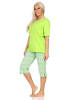 NORMANN Kurzarm Capri Schlafanzug Pyjama Ethnolook in grün