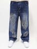 DADA Baggy Jeans mit Stickereien im Gothic-Look in Blau