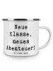 Mr. & Mrs. Panda Emaille Tasse Spruch Erster Schultag Abenteuer ... in Weiß