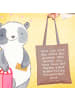 Mr. & Mrs. Panda Shopping Tasche Spruch Neue Freunde finden mit ... in Braun Pastell