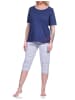 NORMANN Capri Pyjama kurzarm Schlafanzug Hose - 74494 in navy