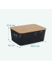 relaxdays 3 x Aufbewahrungsbox in Schwarz/ Natur – (B)25,5 x (H)10,5 x (T)18 cm