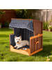 relaxdays Hundestrandkorb "Gestreift" in Dunkelblau / Natur – (B)75 x (H)95 x (T)65 cm
