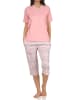NORMANN Kurzarm Capri Schlafanzug Pyjama Ethnolook in rosa