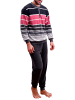 NORMANN Frottee Pyjama Knopfleiste Schlafanzug Blockstreifen - 82868 in grau