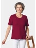 GOLDNER Kurzgröße:  T-Shirt Basic Baumwollshirt mit kurzem Arm in dunkelrot