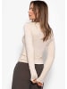 SASSYCLASSY Langarmshirt mit V-Ausschnitt in Beige