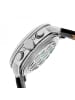 Heritor Aura Herren-Uhr mit halbskelettiertem Lederarmband in Silver/Black
