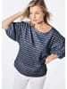 GOLDNER Kurzgröße:  Shirt aus Flammengarn im Ringel-Look in marine / weiß / geringelt