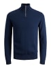 Jack & Jones Dünner Strickpullover Half Zip Stehkragen Sweater JJEEMIL in Navy