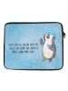 Mr. & Mrs. Panda Laptop Tasche Pinguin Duschen mit Spruch in Eisblau