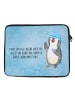 Mr. & Mrs. Panda Notebook Tasche Pinguin Duschen mit Spruch in Eisblau