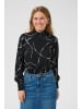 Kaffe Langarm-Bluse KAkatrine Regular fit in Black/Chalk Graphic Lines
