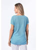 GOLDNER Leinenoptik-Shirt, U-Boot-Ausschnitt in eisblau