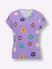 Sieh an! Kurzarmshirt in lavendel-weiß-bedruckt