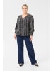 KAFFE curve Langarm-Bluse KCalicia Regular fit in Black/White/Elephant Graphic