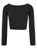 Urban Classics Urban Classics Damen Ladies Short Rib Wide V-Neck Longsleeve in black