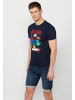 KOROSHI Kurzarm T-Shirt in blau