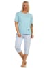 NORMANN kurzarm Capri Schlafanzug Katzen und lang Karo Jersey Hose - 66215 in hellblau