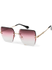 styleBREAKER Rechteckige Sonnenbrille in Gold / Pink Verlauf