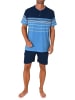 NORMANN kurzarm Schlafanzug Shorty Streifen - 80345 in blau
