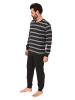 NORMANN Langarm Schlafanzug Pyjama Bündchen Streifen - 84144 in dunkelgrau