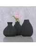 Boltze Keramikvase mit Rillen, ESKO in Schwarz, Ø 8 x (H) 10,5 cm