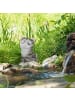 relaxdays LED Gartenfigur Katze in Grau