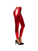 tectake Lange Leggings in glänzendem Metallic-Look, rot
