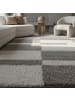 KADIMA DESIGN Teppich Hochflor Shaggy Waschbar Karo WERFEN Strapazierfähig in Beige