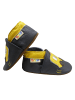 Yalion Schwarze Babyschuhe aus echtem Leder mit rutschfester Sohle–gelbem Bus-Muster