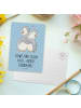 Mr. & Mrs. Panda Postkarte Schwestern Liebe mit Spruch in Blau Pastell