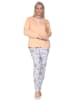 NORMANN Pyjama Schlafanzug langarm Hose floralem print in apricot