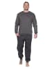 NORMANN Schlafanzug langarm Pyjama Bündchen Kuschel interlock in grau