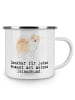 Mr. & Mrs. Panda becher emaille Islandhund Moment mit Spruch in Weiß