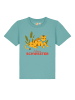 wat? Apparel T-Shirt Tiger Kleine Schwester in Teal Monstera