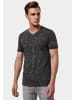 Rusty Neal Herren Biker T-Shirt – Vintage Oxid Washed – V-Neck Regular Fit in Schwarz
