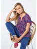 GOLDNER Bluse Bluse mit Tunika Ausschnitt in sangria / blau / gemustert