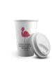 Mr. & Mrs. Panda Kaffeebecher Flamingo Classic mit Spruch in Weiß
