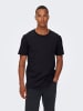 Only&Sons Langes Rundhals T-Shirt Einfarbiges Kurzarm Basic Shirt ONSBENNE in Schwarz