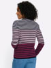 Sieh an! Langarm-Pullover in mauve-marine-geringelt