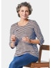 GOLDNER Kurzgröße:  Jerseyshirt mit Rundhals in taupe / weiß / geringelt