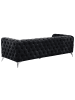 Beliani 3-Sitzer Sofa SOTRA in Schwarz/Silber - (W) 224 x (H) 70 x (L) 85 cm