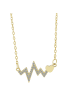 Adeliás Damen Halskette Herzschlag aus 925 Silber mit Zirkonia in gold