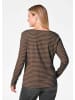 GOLDNER Kurzgröße:  Jerseyshirt im Streifen-Look in schwarz / milchkaffee / geringelt