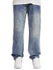 DADA Baggy Denim Loose Fit Jeans mit Coin Logo Print in Blau