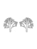 Adeliás Damen Ohrstecker Lebensbaum aus 925 Silber mit Zirkonia in silber