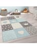 KADIMA DESIGN Kinderteppich Herz‑Kronen‑Patchwork Kinderzimmer in Blau