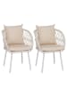 MCW 2er-Set Gartenstuhl Q38 Seilgeflecht, Gestell hellgrau, Polster creme